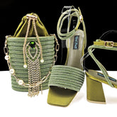 Shoes Bags Two Piece Sets Tassel Decorative Ankle Strap Simple Elegant Cocktail Or Daily
